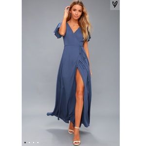 NEVER WORN Lulus Heart of Marigold Blue Wrap Dress